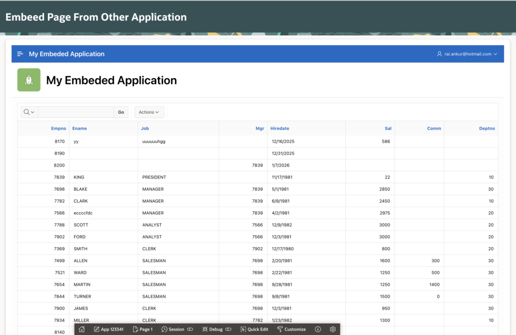 🔍 Embed Another Oracle APEX Application Page Using URL Region (Seamless UX)