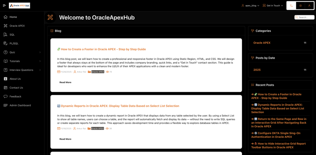 🌙☀️ Implement Light Dark & Auto Theme Mode in Oracle APEX
