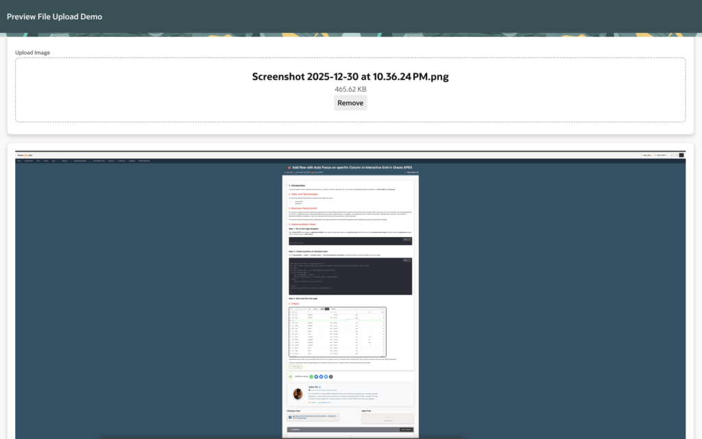 📄 Preview Image & PDF Without Submit in Oracle APEX