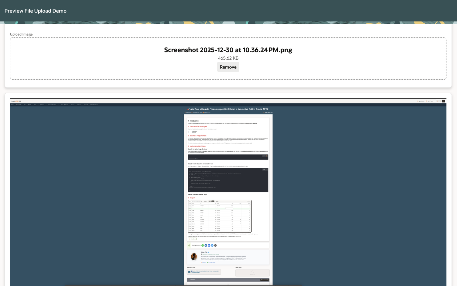 📄 Preview Image & PDF Without Submit in Oracle APEX