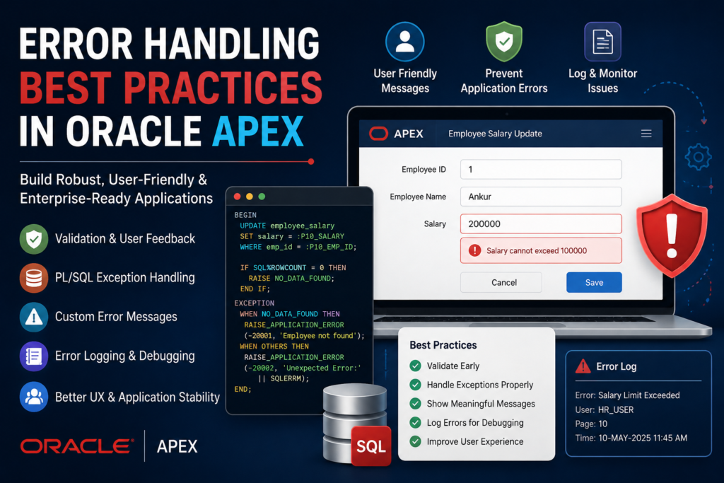 🚨 Error Handling Best Practices in Oracle APEX (With Real-Time Example)